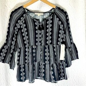 Boho Chic Tiered Top with Tassel Detail - Girls Size 14